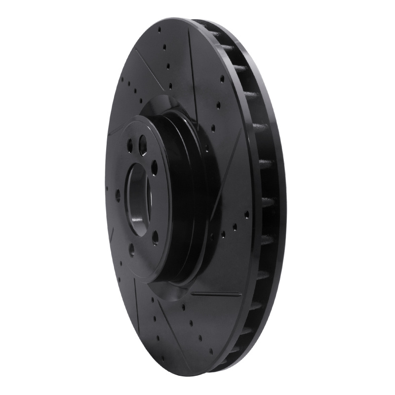 Land Rover Range Rover Sport Brake Rotor (1) - Front Right - R1 Concepts - Drilled & Slotted - Black - `10-`17